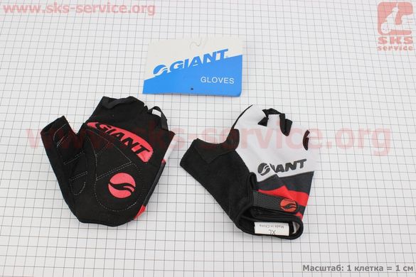 Фото товара – Перчатки без пальцев XL черно-бело-красные, с мягкими вставками под ладонь