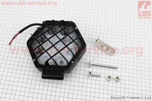 Фото товара &ndash; Фара дополнительная светодиодная влагозащитная - 9 LED с креплением, шестигранная 124*138мм + решетка