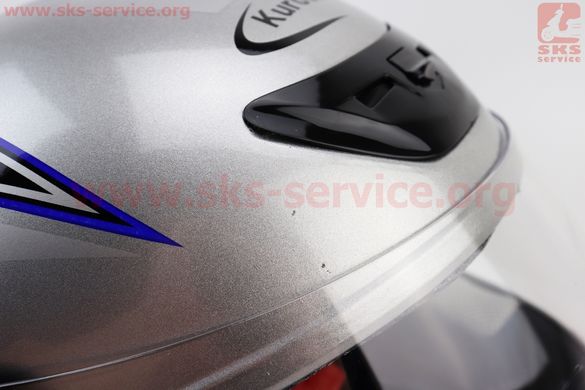 Фото товара – Шлем закрытый 802 - СЕРЫЙ с сине-черным рисунком (возможны царапины, дефекты)