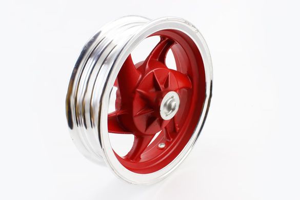 Фото товару – Диск передній литий MT2,50x10 d10-12mm (диск гальм. 3 болта) "6 променів" червоний/сірий (без підшипників)