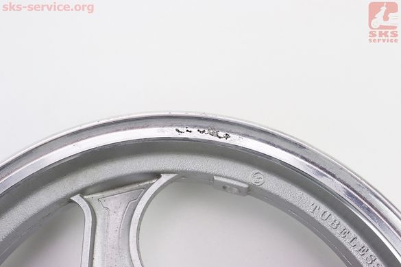 Фото товара – УЦЕНКА Диск передний литой MT2,50x12 d12mm (диск торм. 3 болта) "3 луча" серый, тип2 (незначительный дефект литья, см. фото)