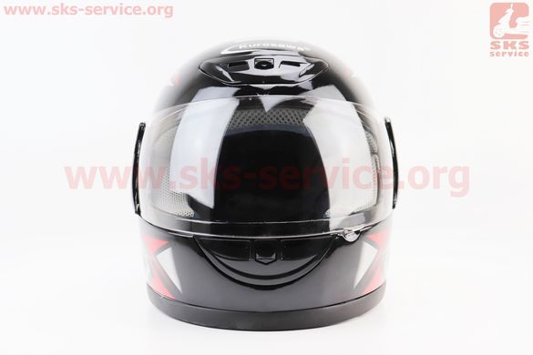 Фото товара – Шлем закрытый 802 - ЧЕРНЫЙ с красно-серым рисунком (возможны царапины, дефекты)