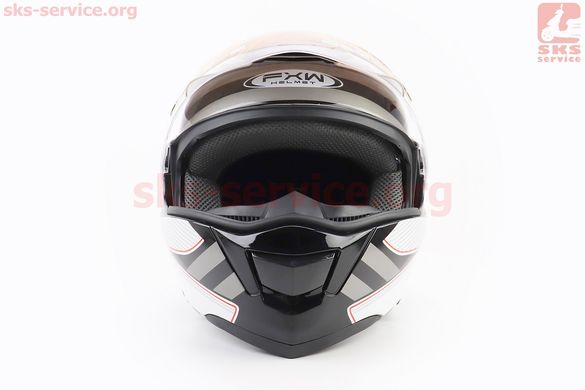 Фото товара – Шлем модуляр, закрытый с откидным подбородком+откидные очки HF-119 S, БЕЛЫЙ глянец с чёрно-серым рисунком Z51