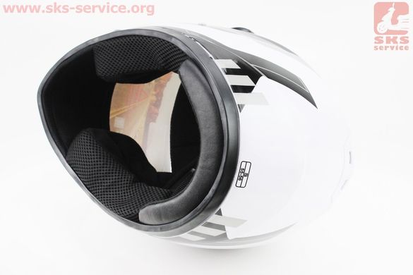 Фото товара – УЦЕНКА Шлем закрытый HF-111 S- БЕЛЫЙ с черным рисунком Q151-S (дефект покраски)