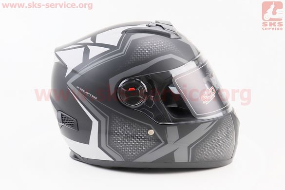 Фото товара – Шлем закрытый (сертификации DOT / ECE) + очки SCO-М61 S (55-56см), ЧЕРНЫЙ матовый с серым рисунком