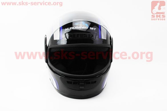 Фото товара – Шлем интеграл, закрытый HF-101 S, ЧЁРНЫЙ с сине-серым рисунком Q233-BL (возможны царапины, дефекты покраски)