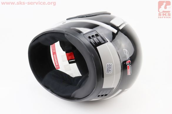 Фото товара – УЦЕНКА Шлем закрытый 825-3 S- ЧЕРНЫЙ с рисунком серым (порез, возможны дефекты покраски, см. фото)
