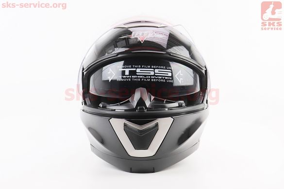 Фото товара – Шлем модуляр, закрытый с откидным подбородком+откидные очки BLD-160 М (57-58см), ЧЁРНЫЙ глянец
