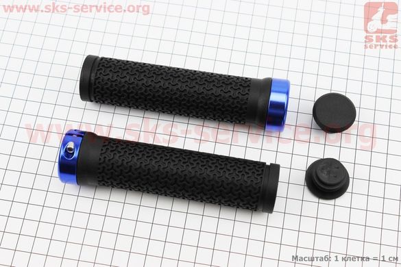 Фото товара – Ручки руля 130мм с зажимом Lock-On, чёрно-синие TPR-083