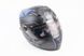 Шлем закрытый (сертификации DOT / ECE) + очки SCO-М61 S (55-56см), ЧЕРНЫЙ матовый с сине-серым рисунком, фото – 1