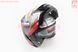 Шлем модуляр, закрытый с откидным подбородком+откидные очки HF-119 S, ЧЁРНЫЙ глянец с красно-серым рисунком Z48, фото – 2