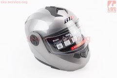 Фото товара – Шлем модуляр, закрытый с откидным подбородком+откидные очки BLD-159 М (57-58см), СЕРЫЙ глянец