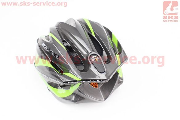 Фото товара – Шлем велосипедный L (59-65 см) съемный козырек, 10 вент. отверстия, системы регулировки по размеру Divider и Run System SRS, черно-зеленый SBH-4000