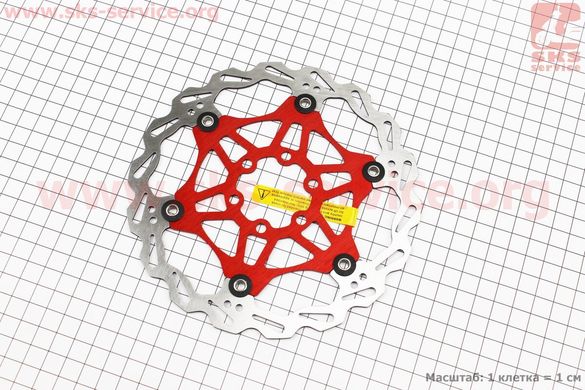 Фото товара – Тормозной диск 160мм, крепл. 6 болтов, на алюминиевом пауке, красный FD-01