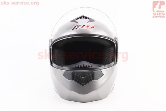 Фото товара – Шлем модуляр, закрытый с откидным подбородком+откидные очки BLD-159 М (57-58см), СЕРЫЙ глянец