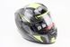 Шлем интеграл, закрытый (сертификация DOT)+откидные очки BLD-M67 S (55-56см), СЕРЫЙ глянец с салатово-чёрным рисунком, фото – 1