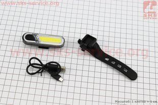 Фото товару &ndash; Ліхтар передній 100 lumen, Li-ion 3.7V 330mAh зарядка від USB, вологозахисний, HJ-040