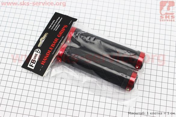 Фото товару – Ручки керма 130мм з затискачем Lock-On з двох сторін, чорно-червоні TPE-093