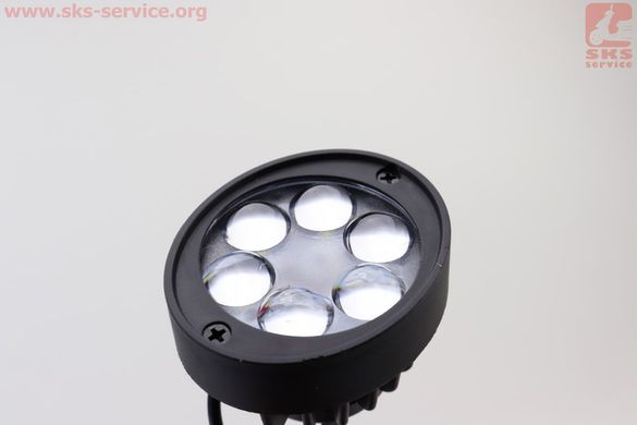 Фото товара – УЦЕНКА ЗЧ-МОТО Фара дополнительная светодиодная влагозащитная (65*55mm) - 6 LED с креплением под зеркало, к-кт 2шт, тип 2 (трещина см. фото)