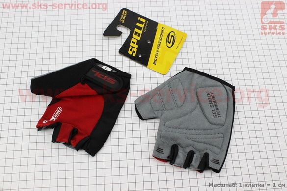 Фото товару – Перчатки без пальців L з гелевими вставками під долоню, чорно-червоні SBG-1457