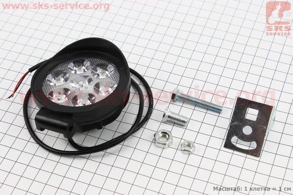 Фото товару – Фара додаткова світлодіодна вологозахисна - 6 LED з кріпленням, кругла 75мм