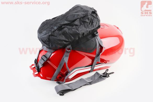 Фото товару – Мото сумка на бак мотоцикла магнітна 20х32х10 з вологозахисним відділенням, що від'єднується, для смартфона 8,5x16,5см + чохол, Чорна