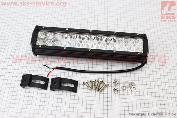 Фото товару – Фара додаткова світлодіодна вологозахисна - 24 LED з кріпленням, прямокутна 75*295мм