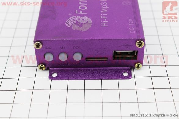 Фото товару – АУДІО-блок (МРЗ-USB / SD, FM-радіо, пультДУ, сигналізація) + колонки 2шт (червоні)