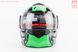 Шлем модуляр, закрытый с откидным подбородком+откидные очки BLD-159 М (57-58см), ЧЁРНЫЙ глянец с зелёно-серым рисунком, фото – 5