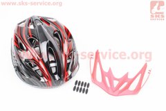 Фото товара – Шлем велосипедный L (59-65 см) съемный козырек, 18 вент. отверстия, системы регулировки по размеру Divider и Run System SRS, черно-красный SBH-5900