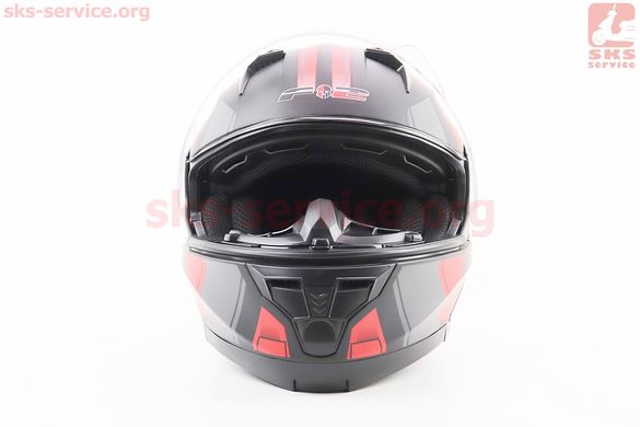 Фото товара – Шлем модуляр, закрытый с откидным подбородком+откидные очки BLD-162 S (55-56см), ЧЁРНЫЙ матовый с красно-серым рисунком