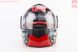 Шлем модуляр, закрытый с откидным подбородком+откидные очки BLD-159 М (57-58см), ЧЁРНЫЙ глянец с красно-серым рисунком, фото – 5