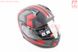 Шлем модуляр, закрытый с откидным подбородком+откидные очки BLD-162 S (55-56см), ЧЁРНЫЙ матовый с красно-серым рисунком, фото – 1