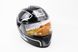 Шлем закрытый HF-112 M- ЧЕРНЫЙ глянец с бело-серым рисунком Q217, фото – 1
