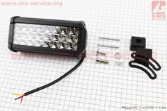 Фото товара – Фара дополнительная светодиодная влагозащитная - 24 LED с креплением, прямоугольная 76*166мм с стробоскопом