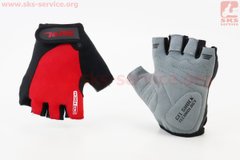 Фото товару – Перчатки без пальців XS з гелевими вставками під долоню, чорно-червоні SBG-1457