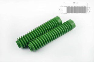 Фото товара &ndash; Гофры передней вилки (пара) универсальные L-250mm, d-30mm, D-50mm (зеленые) MZK