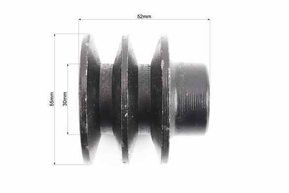 Фото товара &ndash; Шкив под коленвал d-19mm (D-55mm, 2-х ручейковый, два паза под ремень SPА, металл) 168F/170F