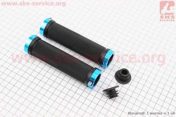 Фото товару – Ручки керма 130мм з затискачем Lock-On з двох сторін, чорно-сині FL-426