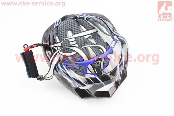 Фото товара – Шлем велосипедный L (59-65 см) съемный козырек, 18 вент. отверстия, системы регулировки по размеру Divider и Run System SRS, черно-синий SBH-5900