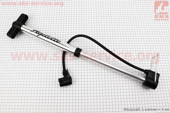 Фото товару – Насос ручний "підлоговий" алюмінієвий з Т-ручкою, під штуцера Schrader & Presta| Виробник: Китай