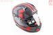 УЦЕНКА Шлем модуляр, закрытый с откидным подбородком+откидные очки BLD-162 S (55-56см), ЧЁРНЫЙ матовый с красно-серым рисунком (см. фото), фото – 1