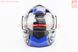 Шлем модуляр, закрытый с откидным подбородком+откидные очки BLD-159 М (57-58см), ЧЁРНЫЙ глянец с сине-серым рисунком, фото – 5