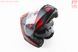 УЦЕНКА Шлем модуляр, закрытый с откидным подбородком+откидные очки BLD-162 S (55-56см), ЧЁРНЫЙ матовый с красно-серым рисунком (см. фото), фото – 2