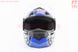 Шлем модуляр, закрытый с откидным подбородком+откидные очки BLD-159 М (57-58см), ЧЁРНЫЙ глянец с сине-серым рисунком, фото – 7