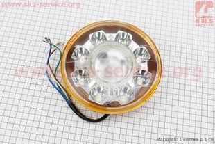Фото товару &ndash; Фари круглої передня частина МОТО 8+1-LED лінза з обідком, d-160mm, TUNING