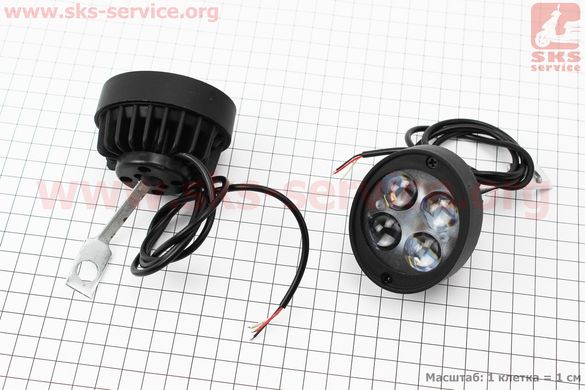 Фото товара – Фара дополнительная светодиодная влагозащитная (65*55mm) - 4 LED с креплением под зеркало, к-кт 2шт, тип 2