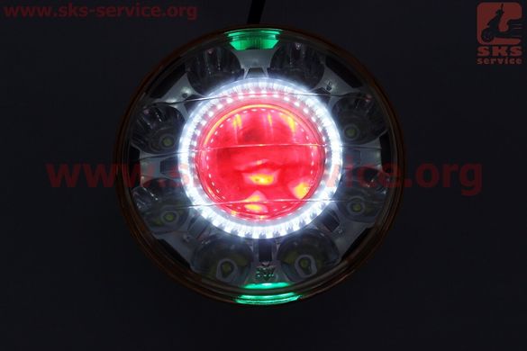 Фото товару – Фари круглої передня частина МОТО 8+1-LED лінза з обідком, d-160mm, TUNING