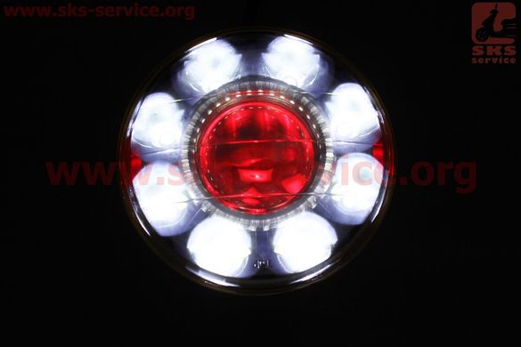 Фото товару – Фари круглої передня частина МОТО 8+1-LED лінза з обідком, d-160mm, TUNING