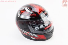 Фото товара – Шлем интеграл, закрытый 825-3 S, ЧЁРНЫЙ с красно-серым рисунком (возможны дефекты покраски, сломан воздухозаборник)